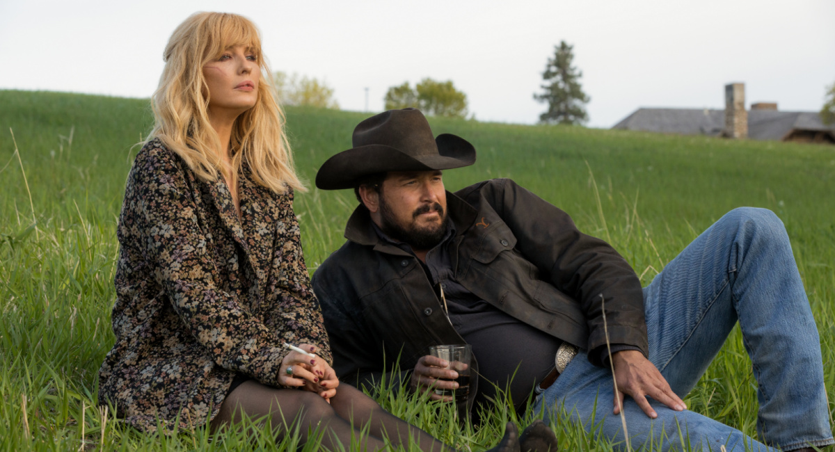 Kelly Reilly as Bethany "Beth" Dutton and Cole Hauser as Rip Wheeler in Paramount Network's 'Yellowstone' season 5.