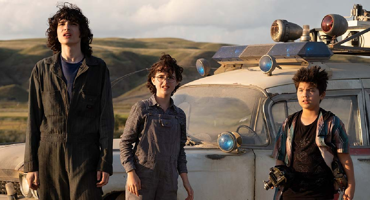 Finn Wolfhard, Mckenna Grace, and Logan Kim in 'Ghostbusters: Afterlife.'