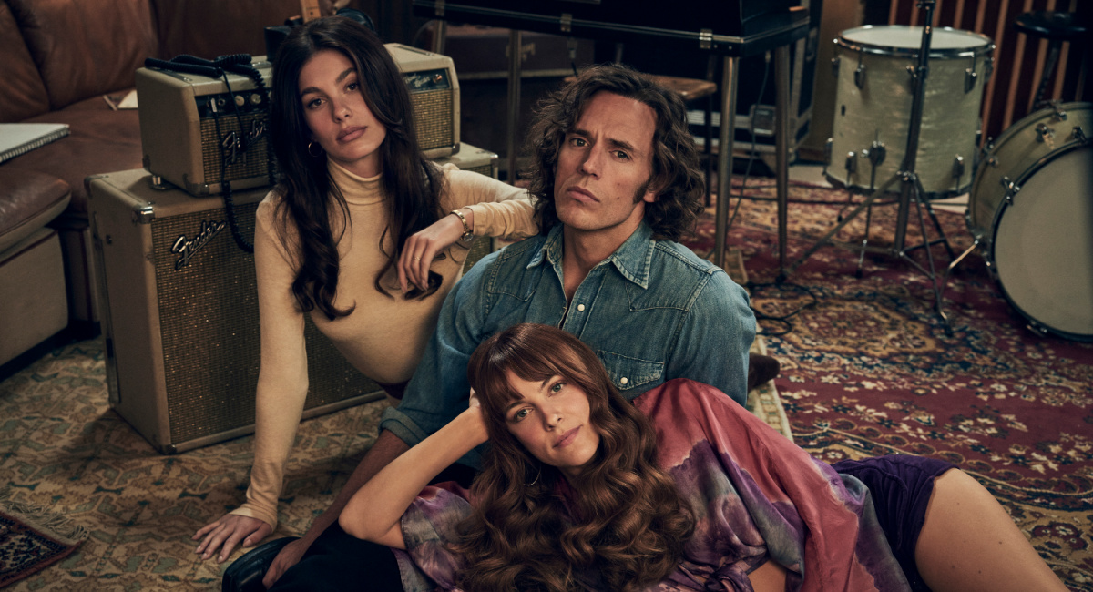 Camila Morrone (Camila Dunne), Sam Claflin (Billy Dunne), Riley Keough (Daisy Jones) star in Prime Video's 'Daisy Jones and The Six.'