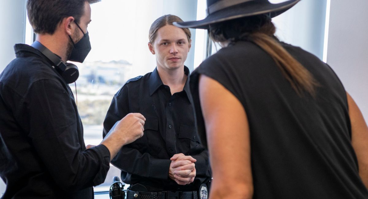 irector Edward Drake and Jack Kilmer in 'Detective Knight: Independence.'