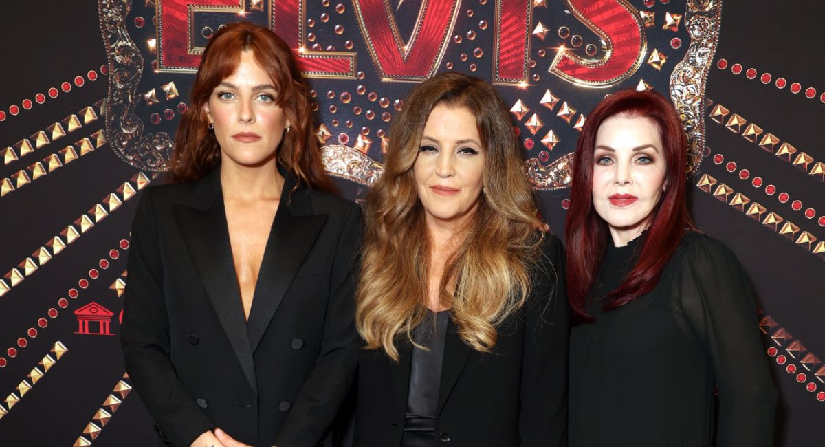 Riley Keough, Lisa Marie Presley and Priscilla Presley at 'Elvis' Memphis event 6/11/22.