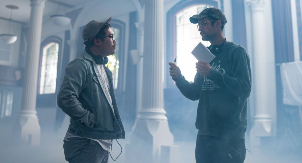 Directors Daniel Kwan and Daniel Scheinert on the set of A24's 'Everything Everywhere All at Once.'
