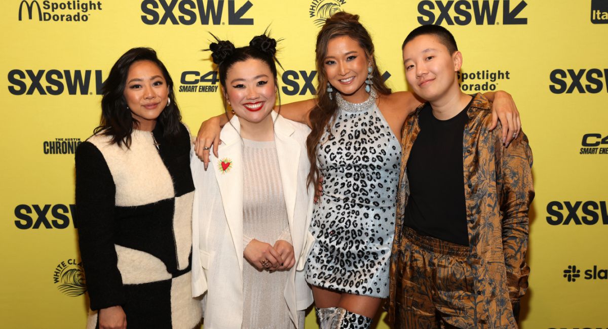 Stephanie Hsu, Sherry Cola, Ashley Park, and Sabrina Wu attend the world premiere of 'Joy Ride' during the 2023 SXSW Festival at The Paramount Theater on March 17, 2023 in Austin, Texas.
