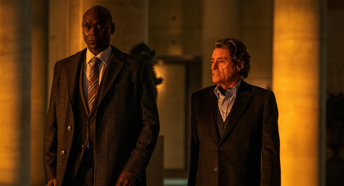 Lance Reddick as Charon and Ian McShane as Winston Scott in 'John Wick: Chapter 4.'
