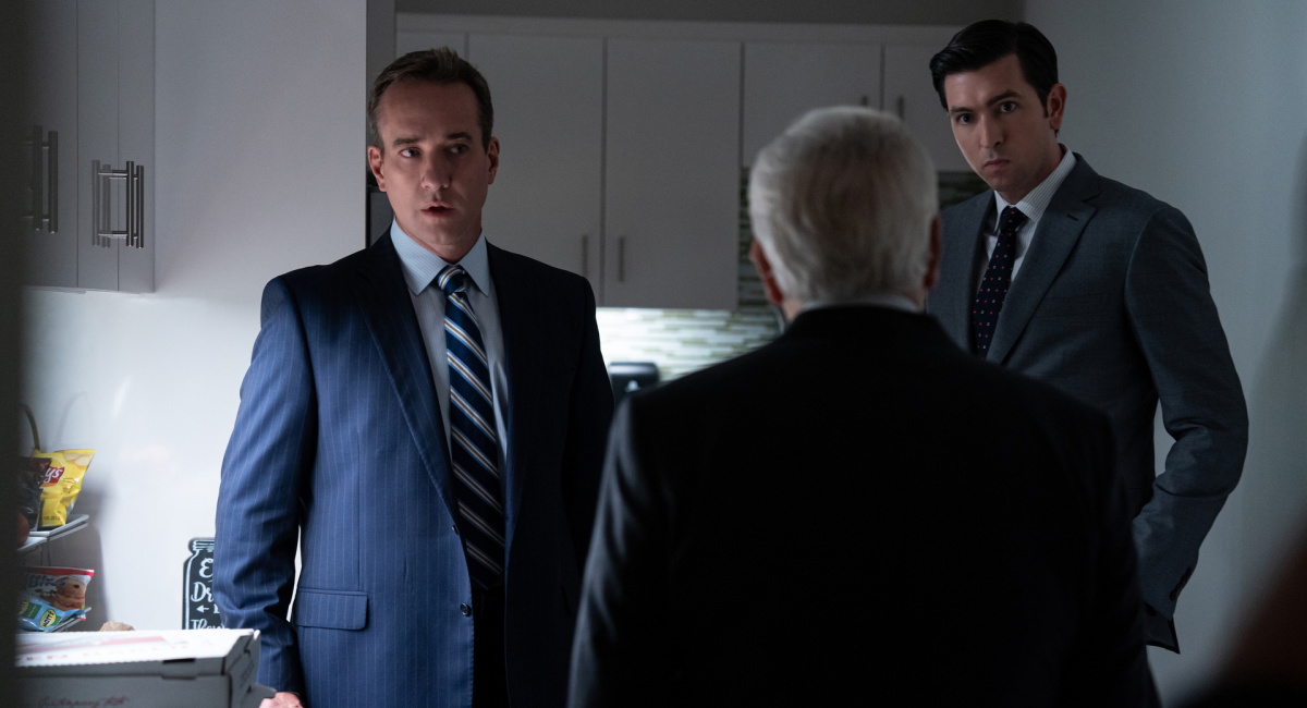 Matthew Macfadyen as Tom Wambsgans, Brian Cox as Logan Roy, and Nicholas Braun as Greg Hirsch on HBO's 'Succession.'