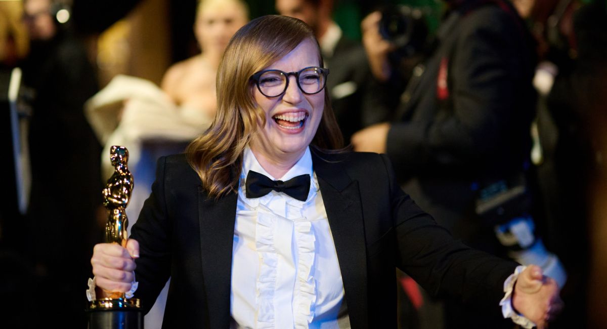 Sarah Polley backstage with the Oscar® for Adapted Screenplay during the live ABC telecast of the 95th Oscars® at Dolby® Theatre at Ovation Hollywood on Sunday, March 12, 2023.