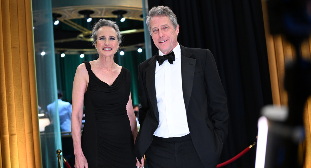 Andie MacDowell and Hugh Grant backstage during the live ABC telecast of the 95th Oscars® at the Dolby® Theatre at Ovation Hollywood on Sunday, March 12, 2023.