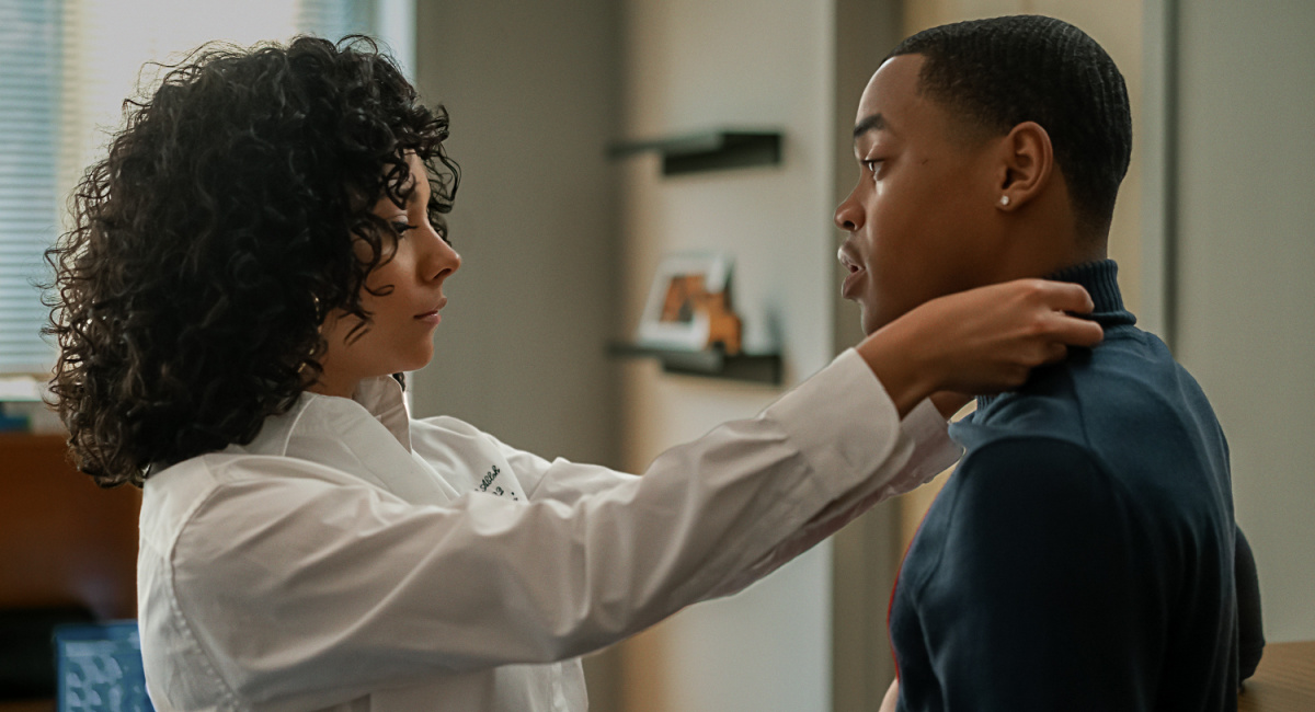 (L to R) Alix Lapri (“Effie Morales”) and Michael Rainey Jr. (“Tariq St. Patrick”) stars in STARZ's 'Power Book II: Ghost' season 3.