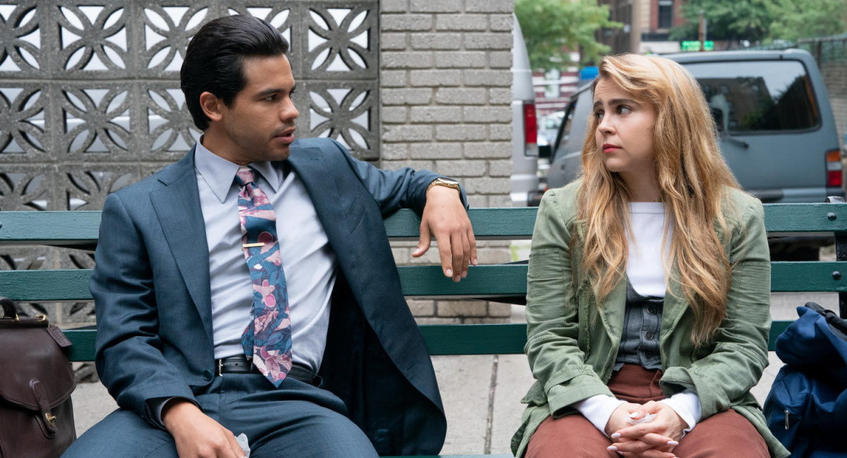 Carlos Valdes and Mae Whitman in Hulu's 'Up Here.