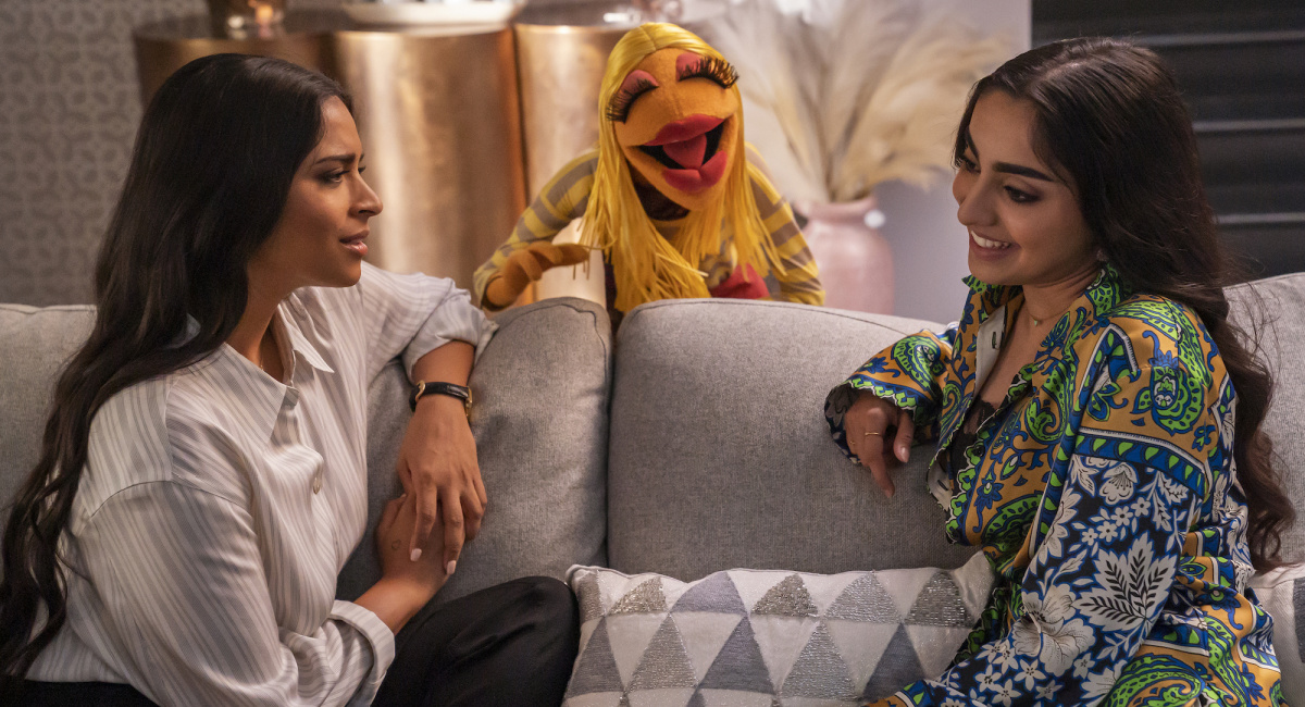 Lilly Singh, Janice, and Saara Chaudry in 'The Muppets Mayhem.'