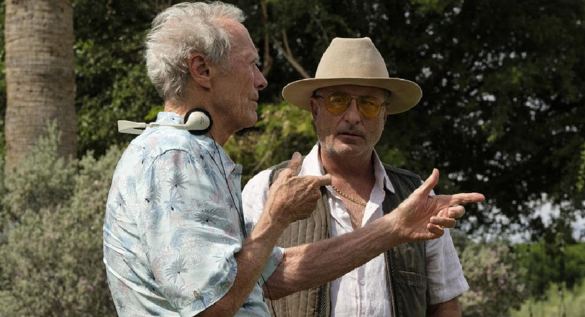 Director Clint Eastwood and Andy Garcia on the set of 'The Mule.'