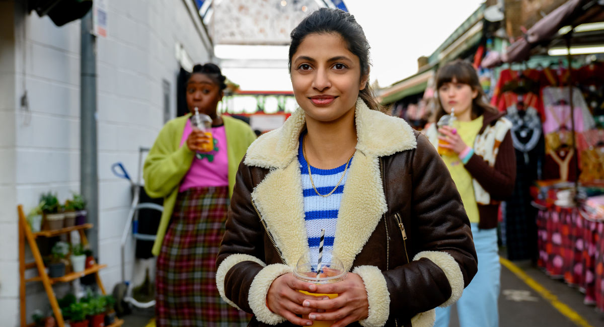Seraphina Beh stars as Clara, Priya Kansara as Ria Khan and Ella Bruccoleri as Alba in director Nida Manzoor’s 'Polite Society,' a Focus Features release.