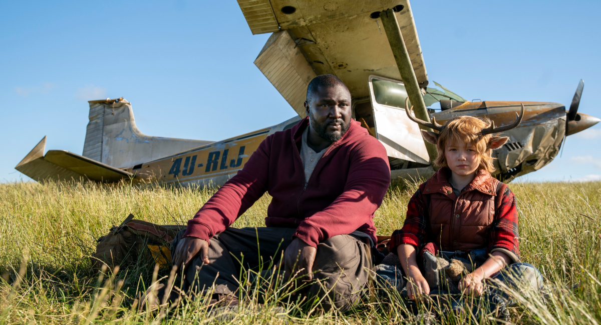 Nonso Anozie as Tommy Jepperd and Christian Convery as Gus in 'Sweet Tooth.'