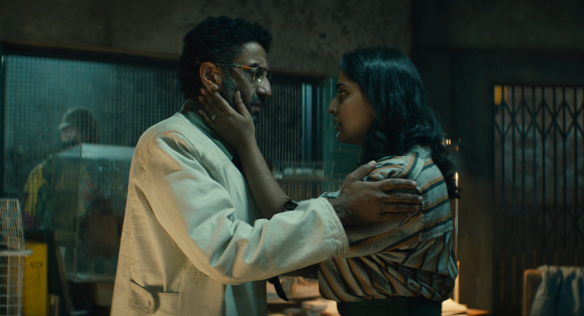 Adeel Akhtar as Singh and Aliza Vellani as Rani in 'Sweet Tooth' season 2.