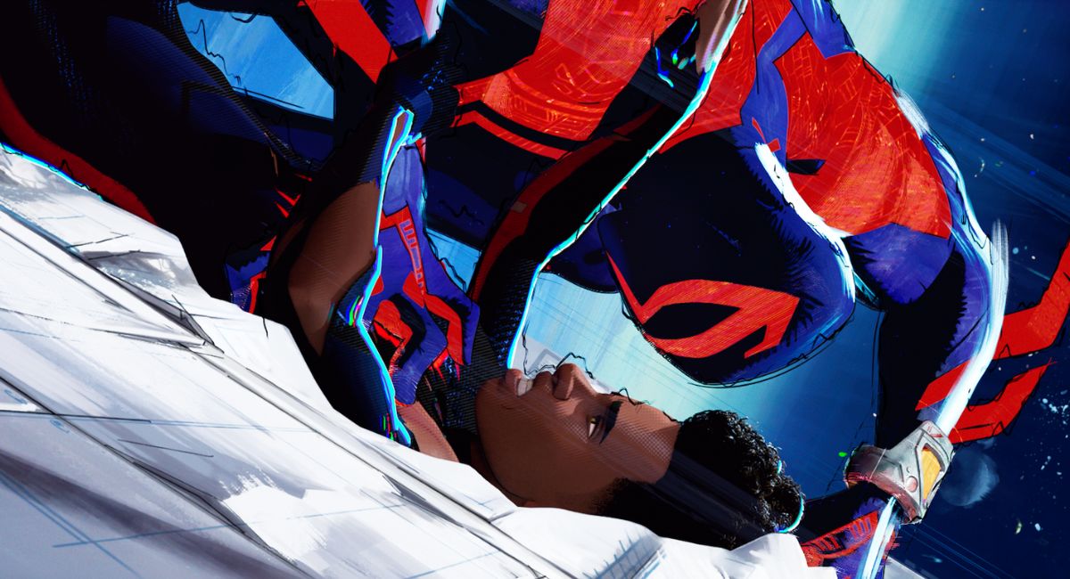 (L to R) Spider-Man 2099 (Oscar Isaac) and Miles Morales (Shameik Moore) in Columbia Pictures and Sony Pictures Animation’s 'Spider-Man: Across the Spider-Verse.'