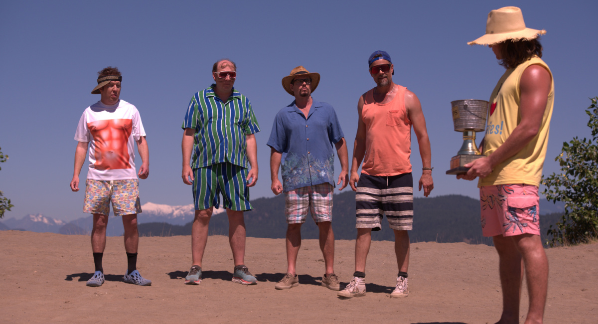 Nick Swardson as Bender, Dan Bakkedahl as Shelly, Kevin Dillon as Doc, Josh Duhamel as Bobfather and Dylan Playfair as Larry Lampshade in the Comedy film, 'Buddy Games: Spring Awakening,' a Paramount Global Content Distribution Group release.