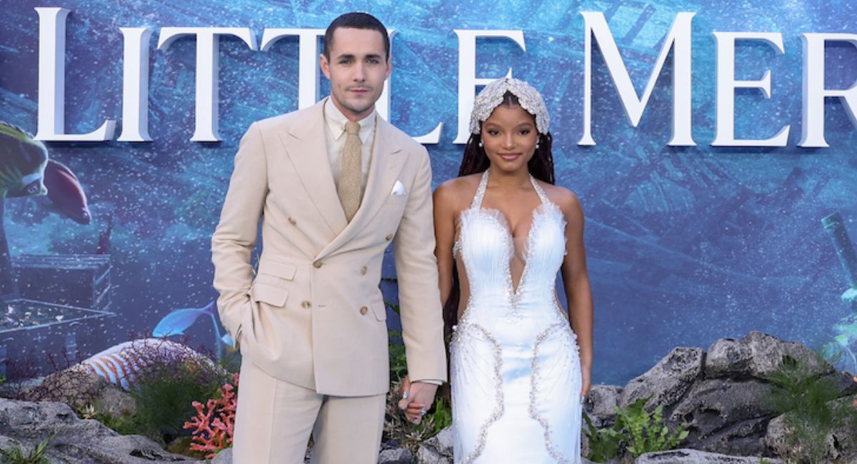 Jonah Hauer-King and Halle Bailey at the London premiere of 'The Little Mermaid.'