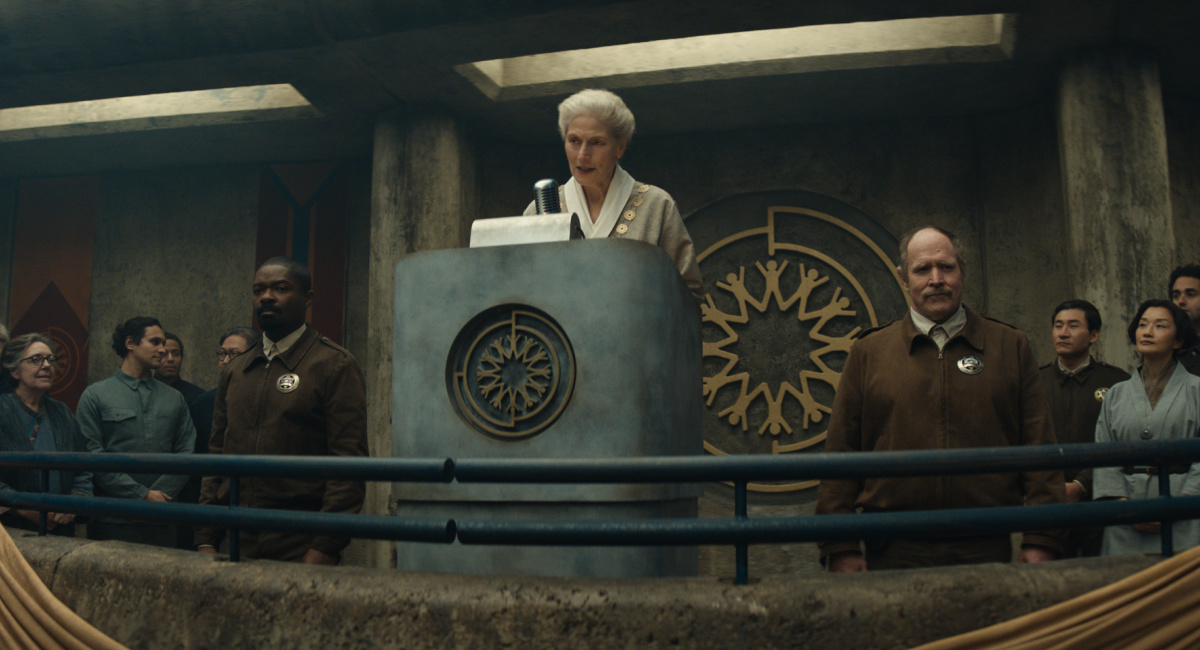 David Oyelowo, Geraldine James and Will Patton in 'Silo,' premiering May 5, 2023 on Apple TV+.