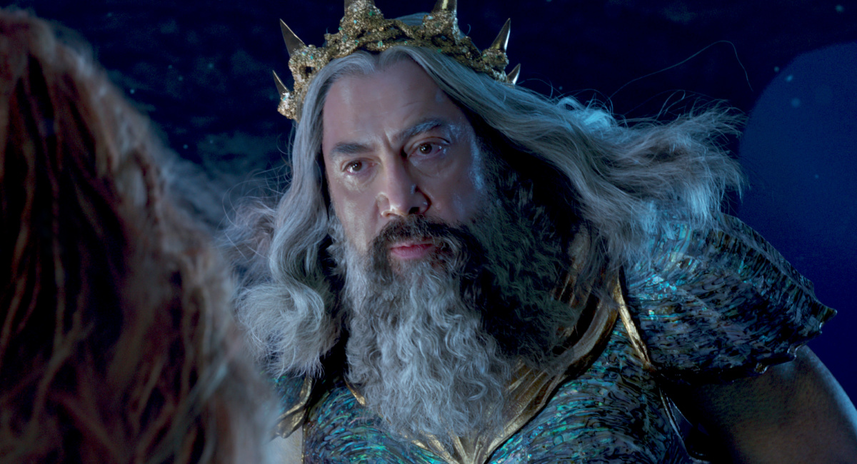 Halle Bailey as Ariel and Javier Bardem as King Triton in Disney's live-action 'The Little Mermaid.'