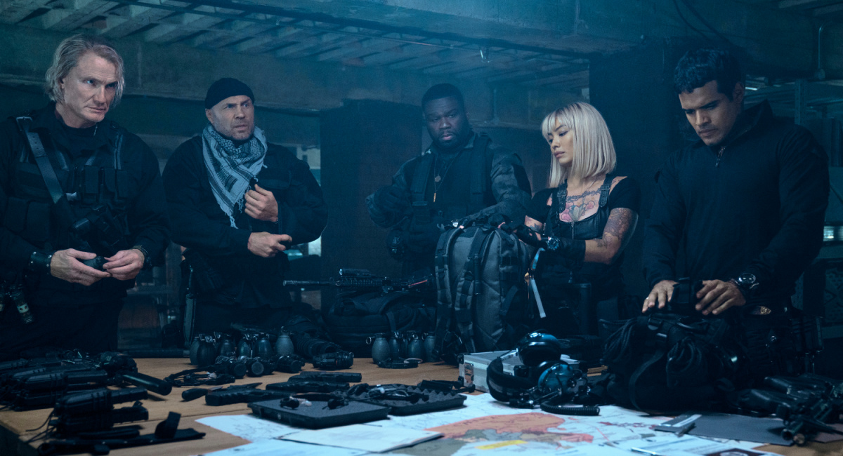 Dolph Lundgren, Randy Couture, Curtis "50 Cent" Jackson, Levy Tran, Jacob Scipio in 'The Expendables 4.'