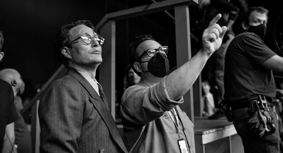 Mads Mikkelsen and James Mangold on the set of Lucasfilm's 'Indiana Jones and the Dial of Destiny.'