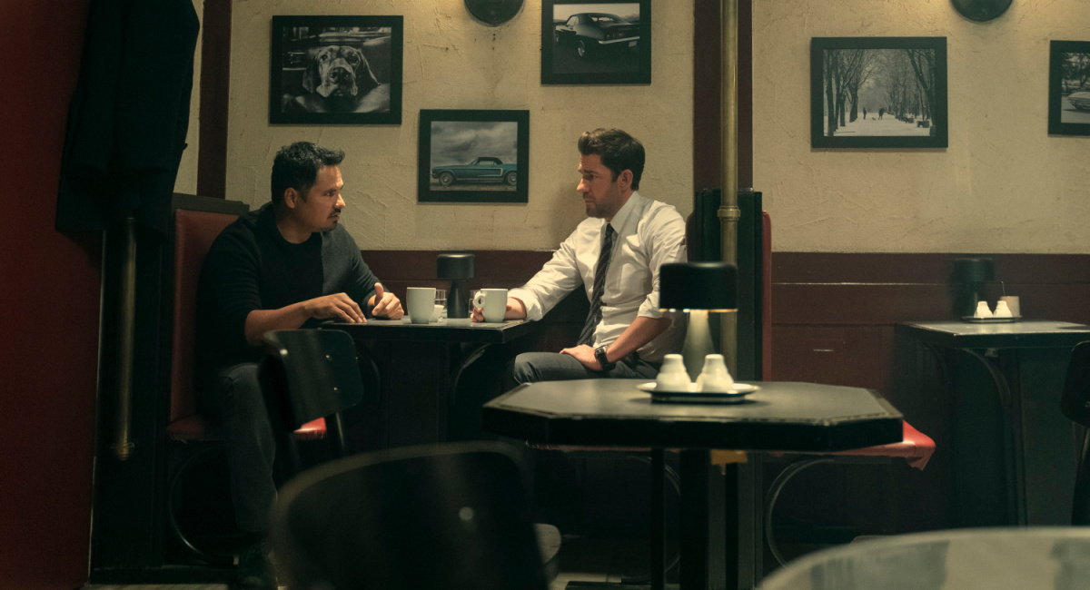 Michael Peña as Domingo Chavez, and John Krasinski as Jack Ryan in Prime Video's 'Tom Clancy's Jack Ryan' Season 4.
