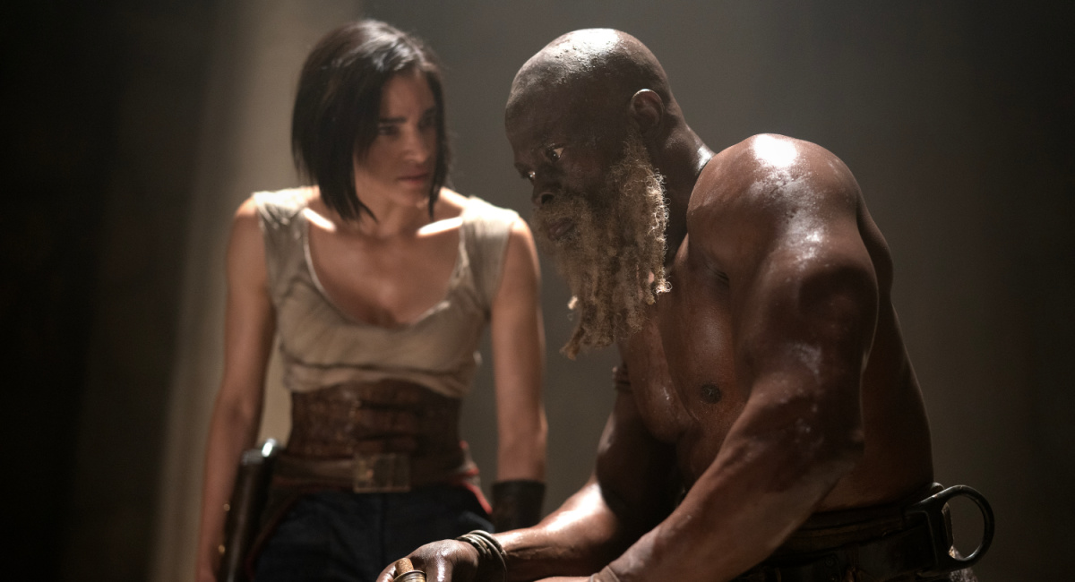 Sofia Boutella as Kora and Djimon Hounsou as Titus in 'Rebel Moon.'