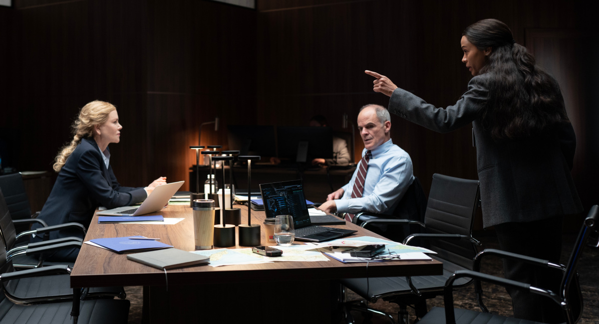 Nicole Kidman as Kaitlyn Meade, Michael Kelly as Bryon Westfield and Zoe Saldana as Joe in 'Special Ops: Lioness' streaming on Paramount+, 2023.