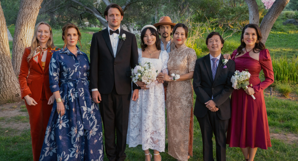 Anna Konkle, Elizabeth Perkins, Zach Woods, Poppy Liu, John Cho, Vivian Wu, Ken Jeong and Zoë Chao in 'The Afterparty,' now streaming on Apple TV+.