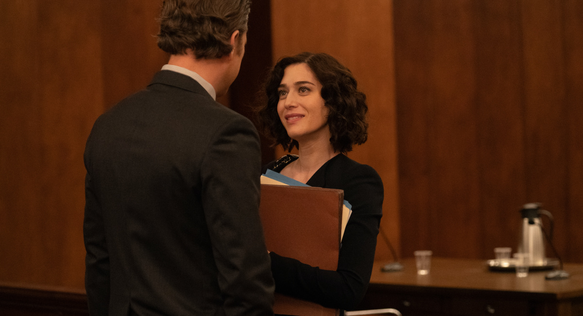 Joshua Jackson as Dan Gallagher and Lizzy Caplan as Alex Forrest in 'Fatal Attraction' streaming on Paramount+, 2023.