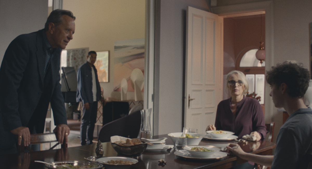 Richard E. Grant, Daryl McCormack, Julie Delpy, and Stephen McMillan in Bleecker Street's 'The Lesson.'