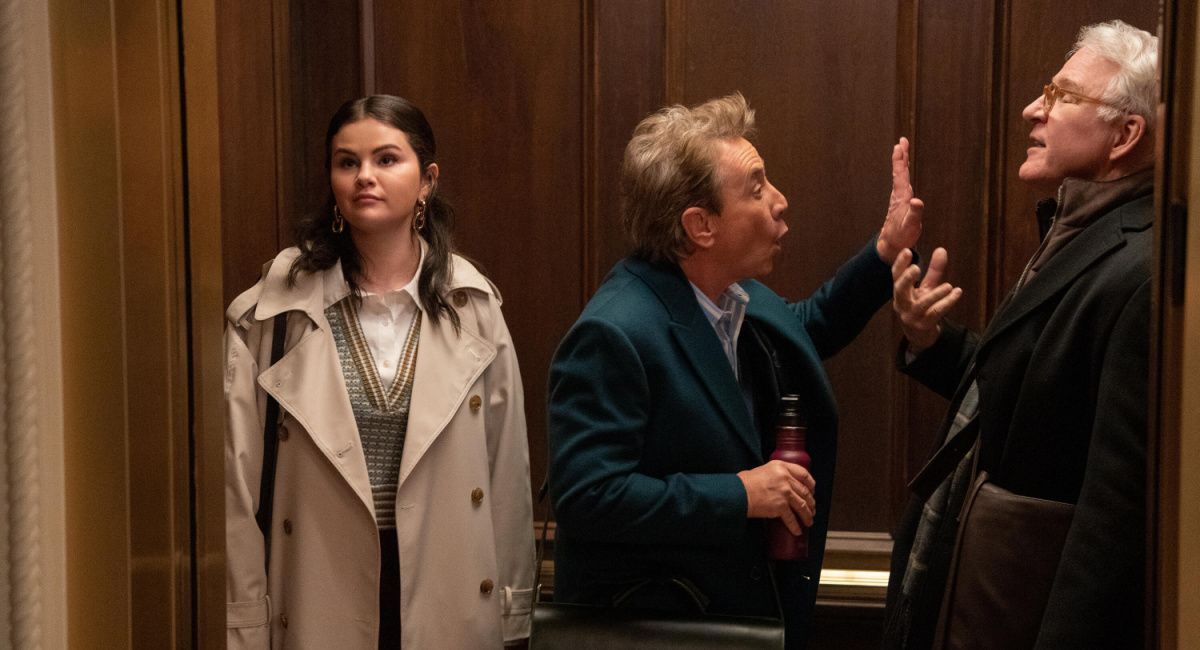 Selena Gomez as Mabel, Martin Short as Oliver and Steve Martin as Charles in Hulu's 'Only Murders in the Building.'