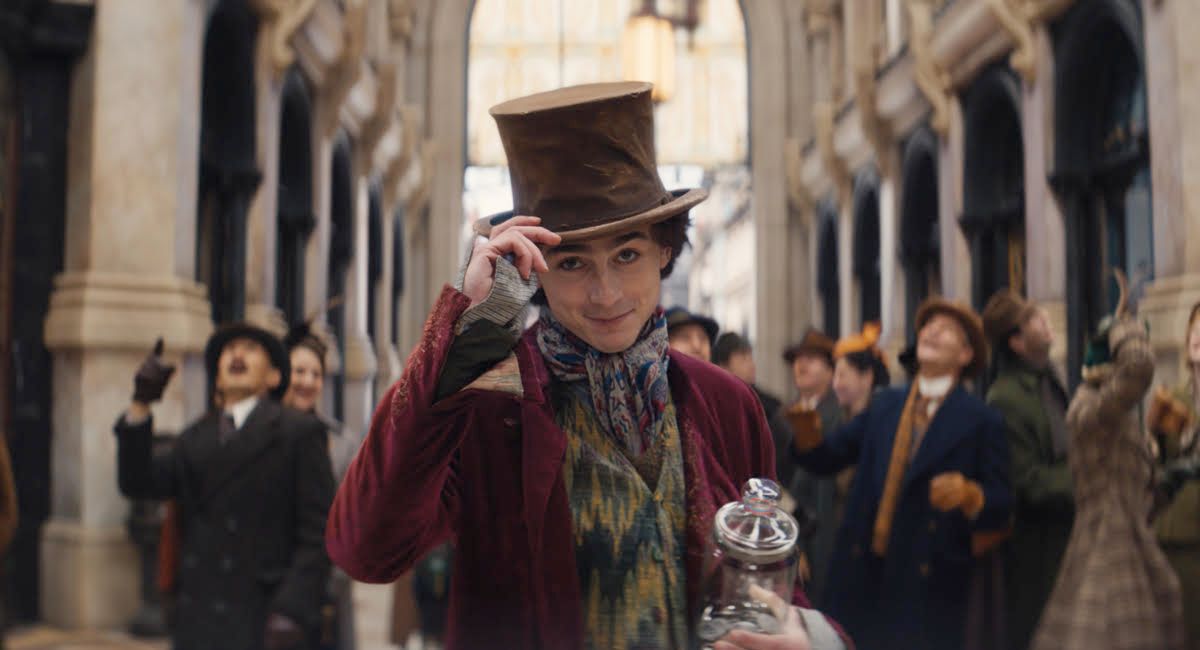 Timothee Chalamet as Willy Wonka in 'Onka'.