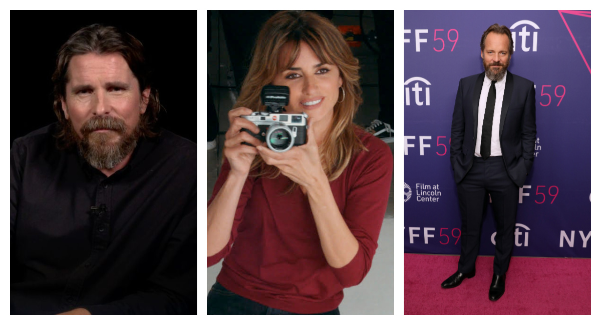 (Left) Christian Bale promoting 'Amsterdam.' (Center) Penelope Cruz in Sony Pictures Classic's 'Parallel Mothers.' (Left) Peter Sarsgaard attends Netflix's 'The Lost Daughter' premiere during the 59th New York Film. Photo: Monica Schipper.