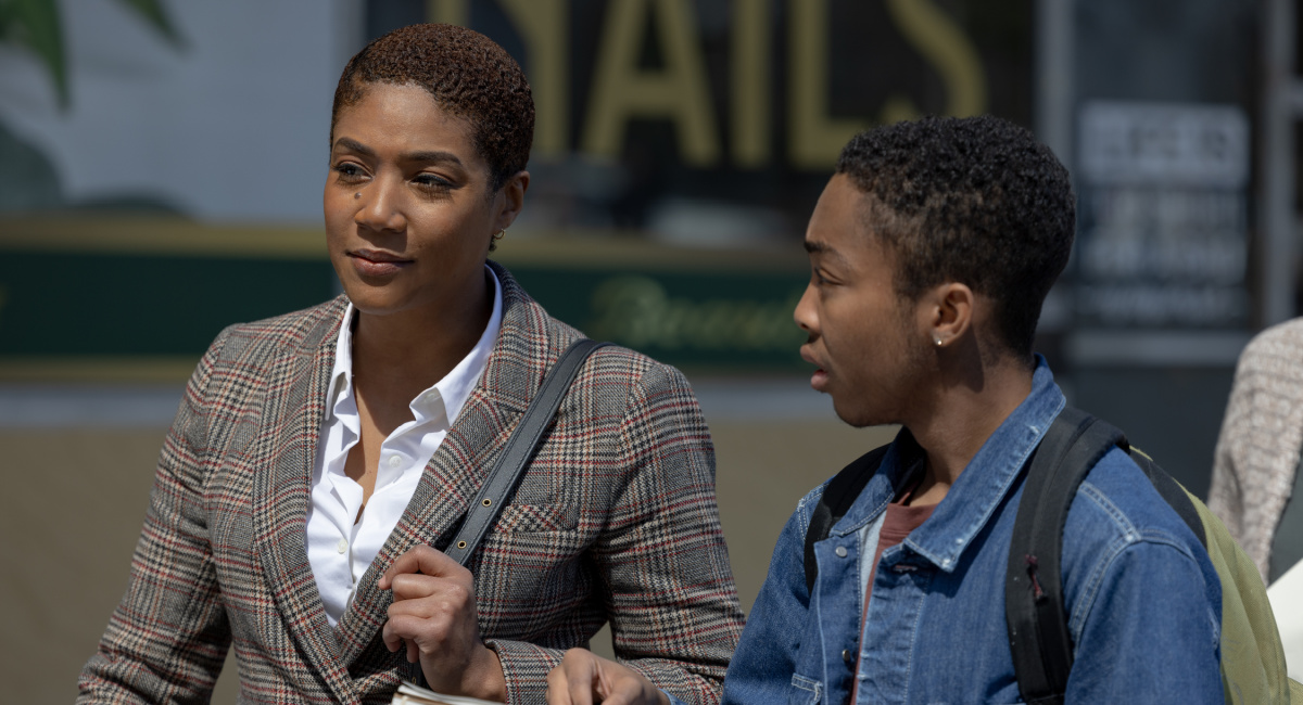 Asante Blackk and Tiffany Haddish in director Cory Finley’s 'Landscape with Invisible Hand.' A Metro Goldwyn Mayer Pictures film.