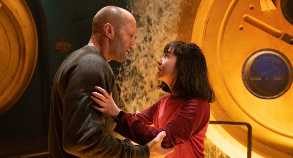 Jason Statham as Jonas and Sophia Cai as Meiying in Warner Bros. Pictures’ and CMC Pictures’ sci-fi action thriller 'Meg 2: The Trench,' a Warner Bros. Pictures release.