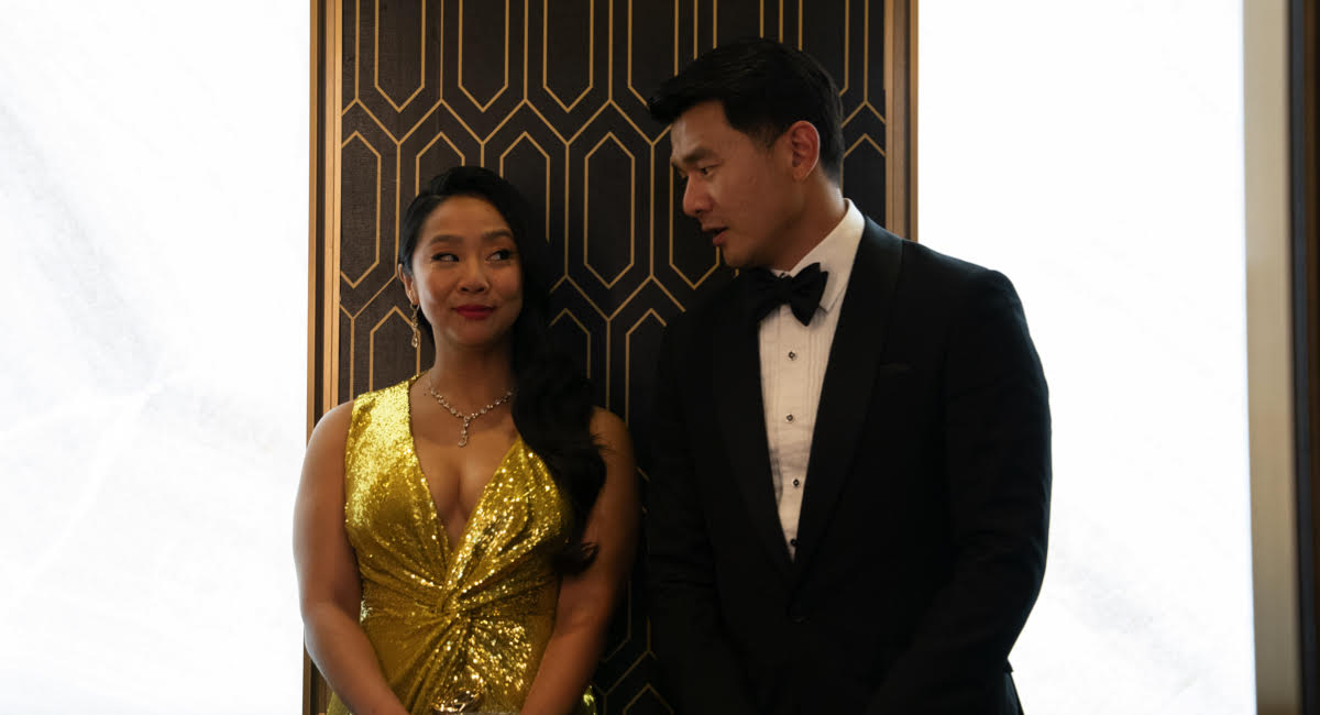 Stephanie Hsu as Mrs Wong and Ronny Chieng as Mr Wong in 'Shortcomings.'