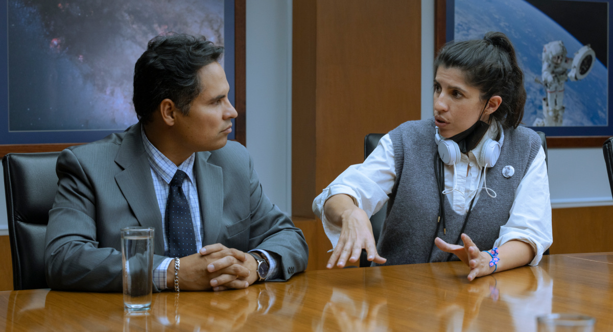 Michael Peña and director Alejandra Márquez Abella on the set of 'A Million Miles Away.'