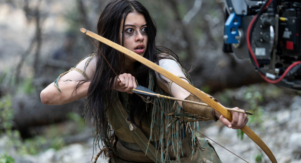 Amber Midthunder as Naru behind the scenes of 20th Century Studios' 'Prey,' exclusively on Hulu.