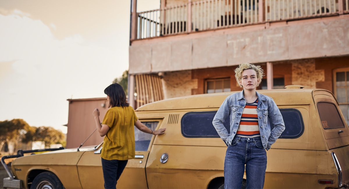 Jessica Henwick and Julia Garner in 'The Royal Hotel.'