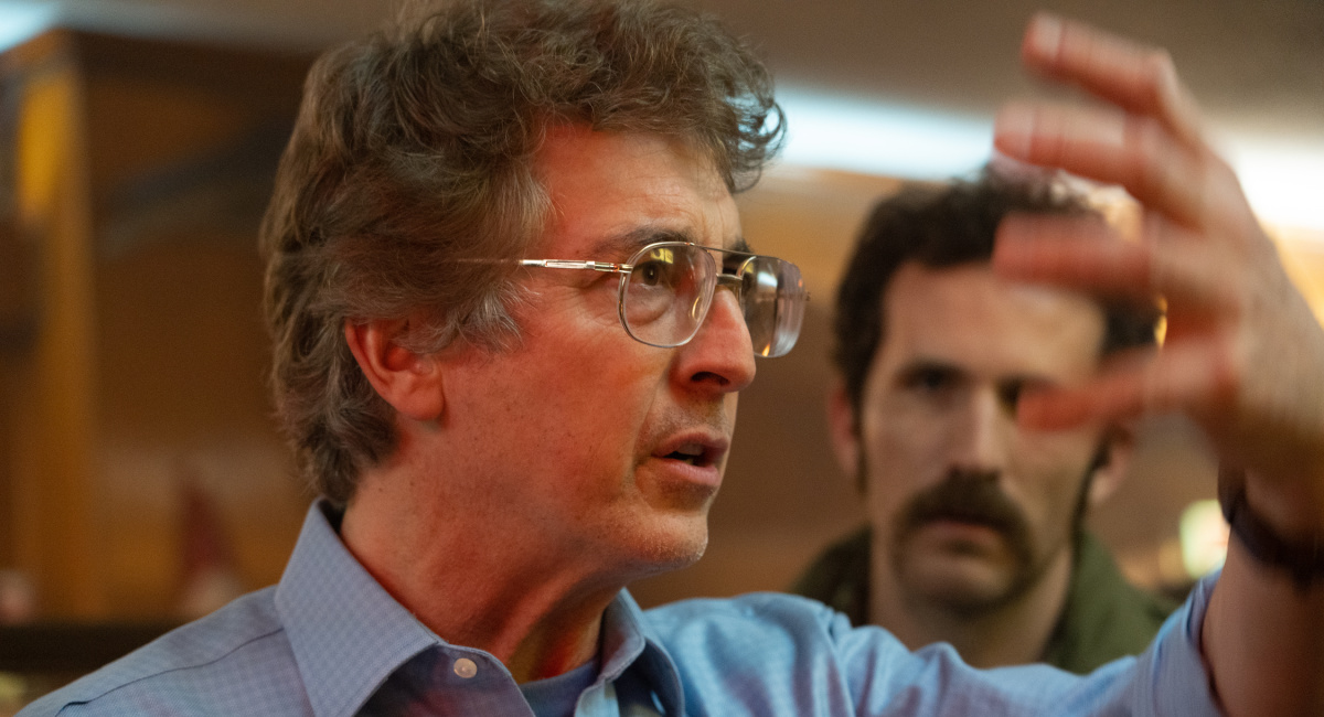 Director Alexander Payne and actor Dan Eide on the set of their film 'The Holdovers', a Focus feature release.
