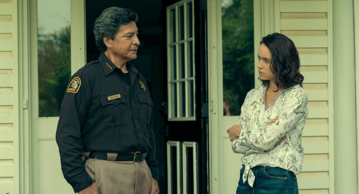 Gil Birmingham as Clark Bekkum and Daisy Ridley as Helena Pelletier in 'The Marsh King’s Daughter.'