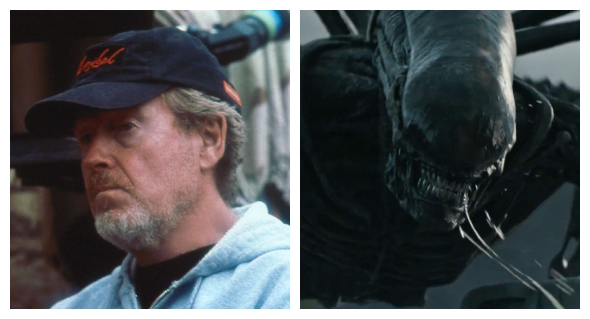 (Left) Director Ridley Scott on the set of 'Black Hawk Down.' Photo: Oscars.com. (Right) A scene from 2012's 'Prometheus.'
