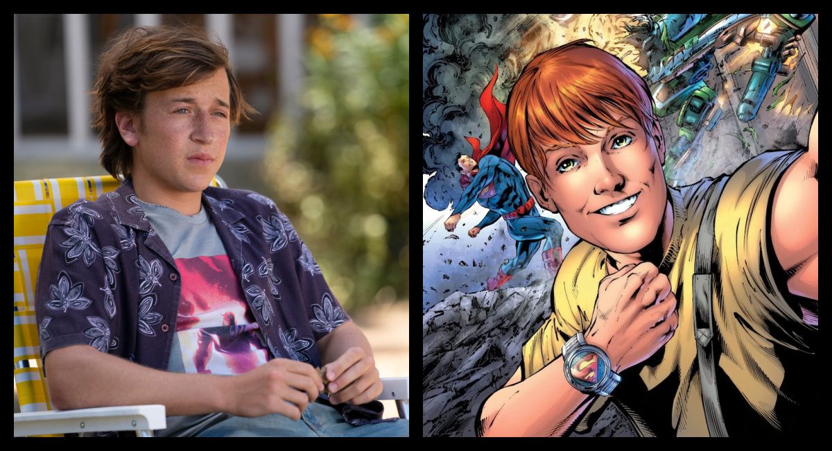 (Left) Skylar Gisondo in 'The Starling.' Photo: Hopper Stone/Netflix © 2021. (Right) Jimmy Olsen. Photo: DC Comics.