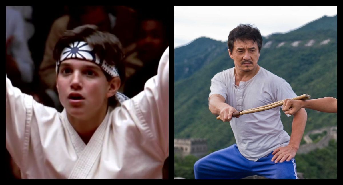 (Left) Ralph Macchio as Daniel LaRusso in 1984's 'The Karate Kid'.  Photo: Columbia Pictures.  (Right) Jackie Chan as Mr. Han in 2010's 'The Karate Kid'.  Photo: Sony Pictures. 