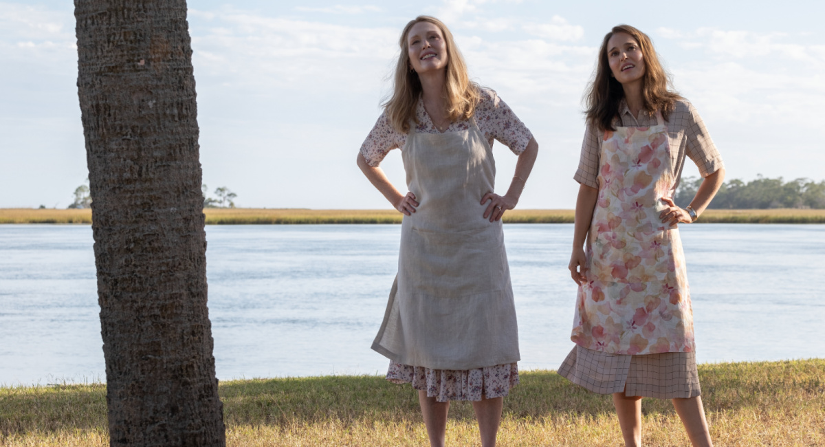 Julianne Moore as Gracie Atherton-Yoo and Natalie Portman as Elizabeth Berry in 'May December.'