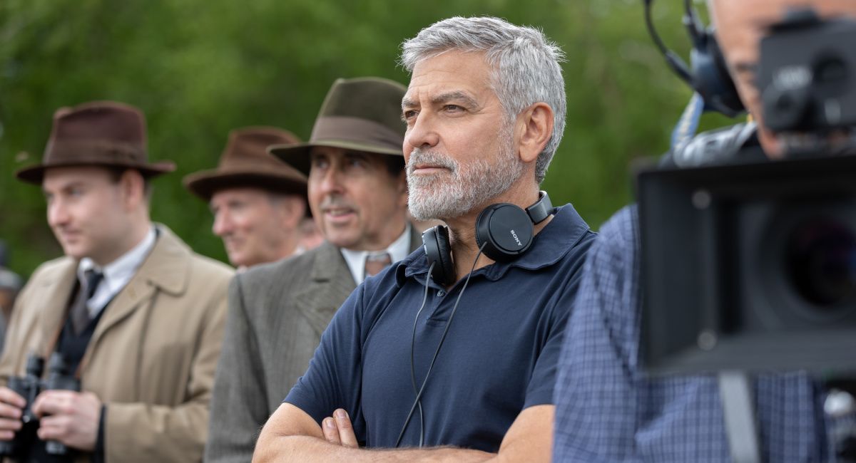 Director George Clooney on the set of his film 'The Boys in the Boat,' an Amazon MGM Studios film.