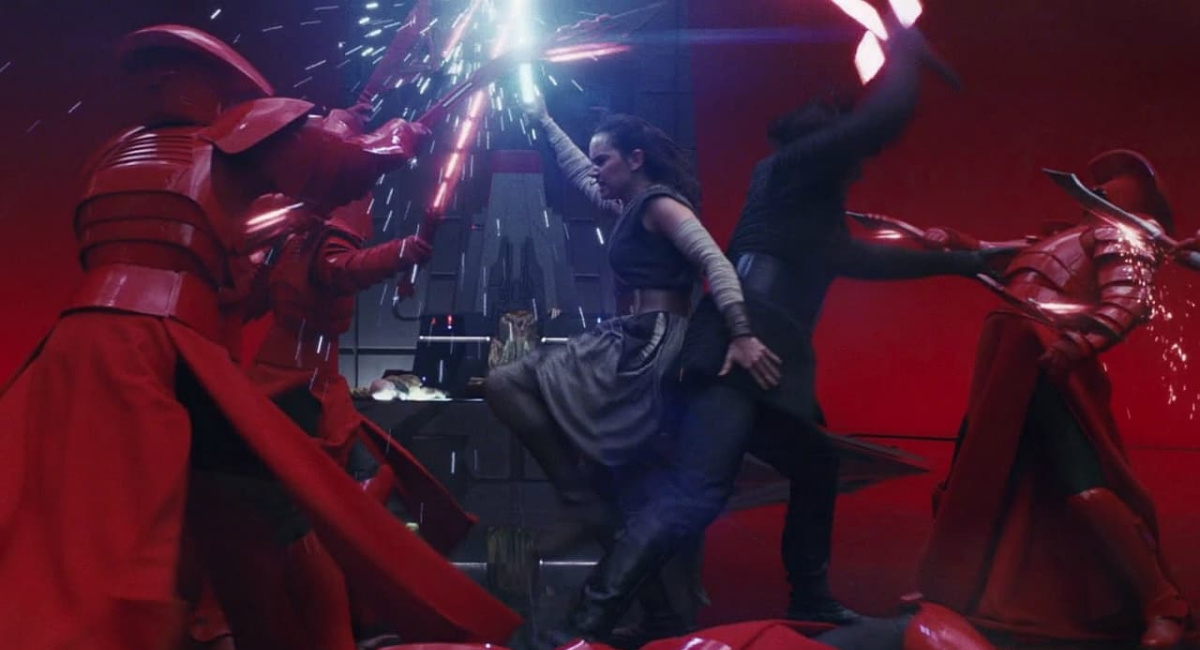 Daisy Ridley and Adam Driver in 'Star Wars: The Last Jedi.'