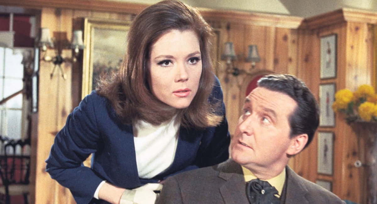 Diana Rigg as Emma Peel and Patrick Macnee as John Steed in 'The Avengers.'