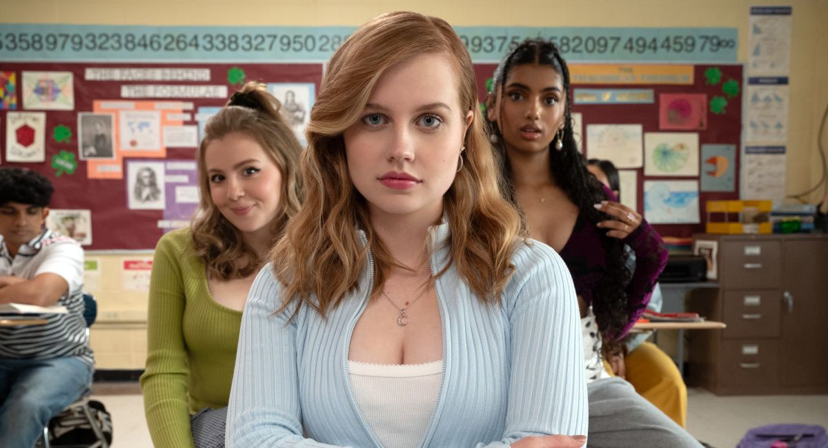 Angourie Rice plays Cady Heron, Bebe Wood plays Gretchen Wieners and Avantika plays Karen Shetty in 'Mean Girls' from Paramount Pictures.